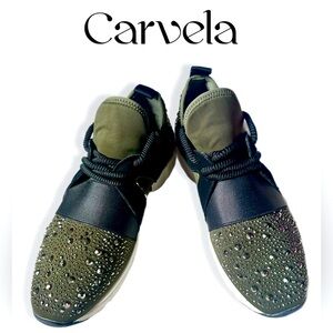 Carvela Green/Black glitter stone embellishments size 36.5/ size 6